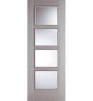 Pre-Finished Clear Glazed Vancouver Light Grey FD30 Fire Door