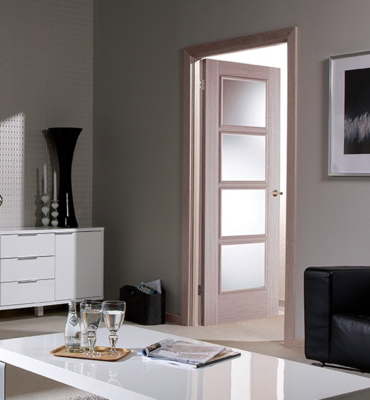 Pre-Finished Clear Glazed Vancouver Light Grey FD30 Fire Door