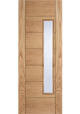 Pre-Finished Oak Corsica 18G Offset Clear Glazed FD30 Fire Door